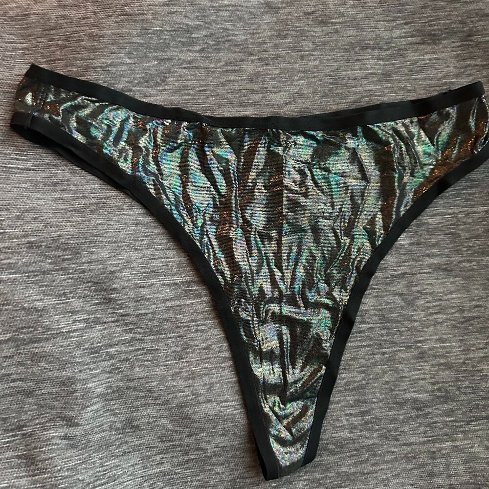 NWT Parade High Cut Silky Mesh Thong L